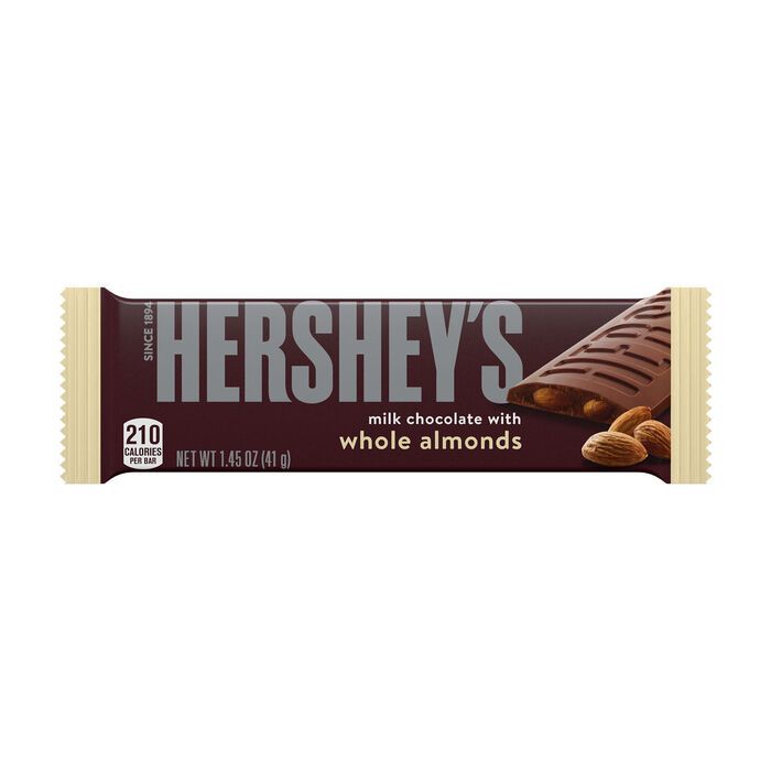 HERSHEY'S Milk Chocolate with Whole Almonds Candy Bars, 1.45 oz (36 Count)