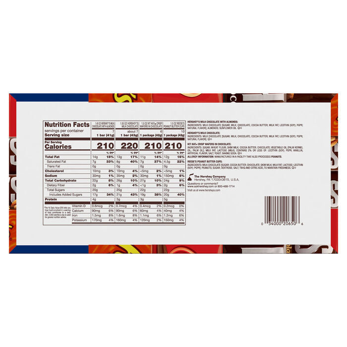 HERSHEY'S Favorite Standard Size Variety Pack 30 Candy Bars