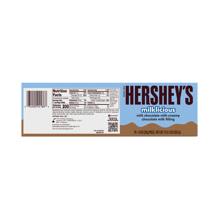 HERSHEY'S Milklicious Milk Chocolate Candy Bars, 1.4 oz (24 Count)