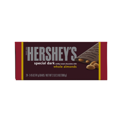 HERSHEY'S Special Dark Chocolate with Whole Almonds Candy Bars, 1.45 oz (24 Count)