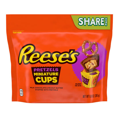 REESE'S Milk Chocolate Peanut Butter Cups with Pretzels Miniatures 9.9oz Candy Bag