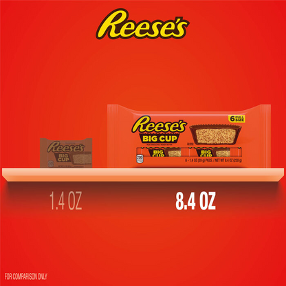 REESE'S Big Cup Milk Chocolate Peanut Butter Cups Candy Packs, 1.4 oz (6 Count)