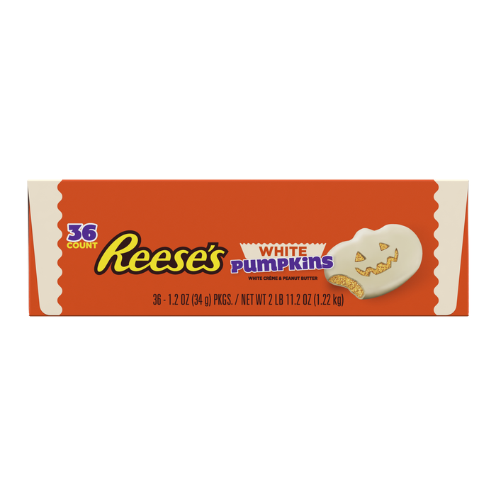 REESE'S White Creme Peanut Butter Pumpkins, Halloween Candy Packs, 1.2 oz (36 Count)