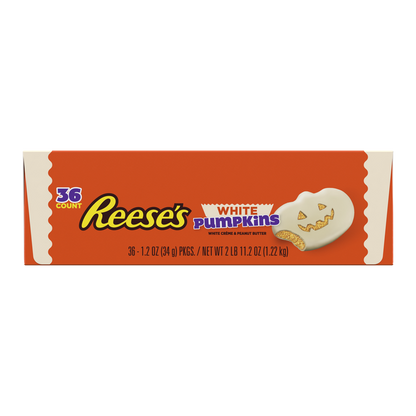 REESE'S White Creme Peanut Butter Pumpkins, Halloween Candy Packs, 1.2 oz (36 Count)