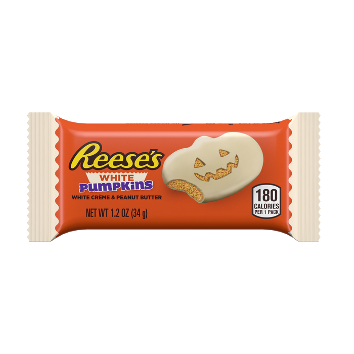 REESE'S White Creme Peanut Butter Pumpkins, Halloween Candy Packs, 1.2 oz (36 Count)