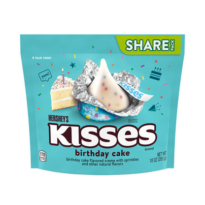 HERSHEY'S KISSES Birthday Cake Flavored Candy Share Pack, 10 oz