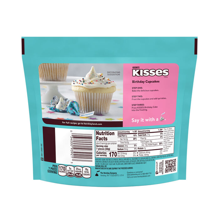 HERSHEY'S KISSES Birthday Cake Flavored Candy Share Pack, 10 oz