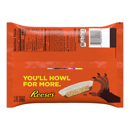 REESE'S Werewolf Tracks Milk Chocolate and Vanilla Flavored Creme Snack Size Peanut Butter Cups, Halloween Candy Bag, 9.35 oz