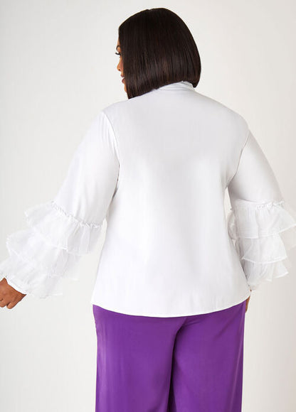 Ashley Stewart Ruffled Embellished Poplin Shirt (x2)