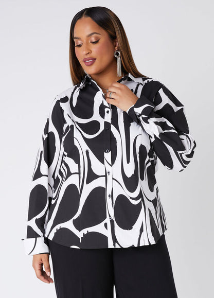 Ashley Stewart Abstract Cotton Blend Shirt (x2)