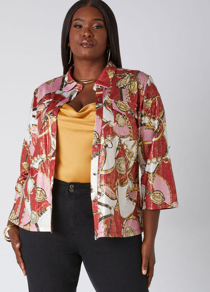 Ashley Stewart Foiled Status Print Shirt (x2)