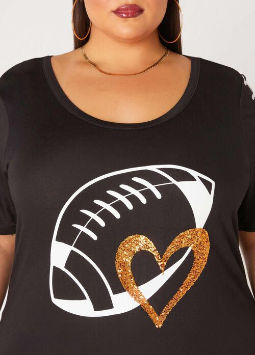 Ashley Stewart Football Love Sequined Graphic Tee (x2)