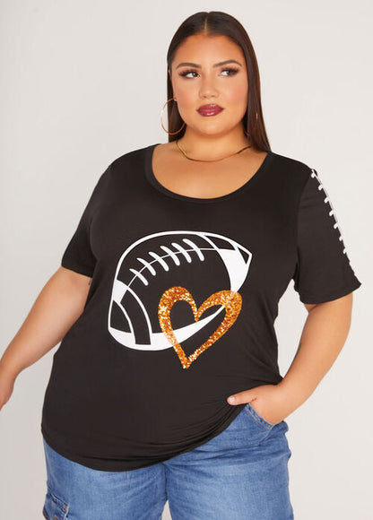 Ashley Stewart Football Love Sequined Graphic Tee (x2)