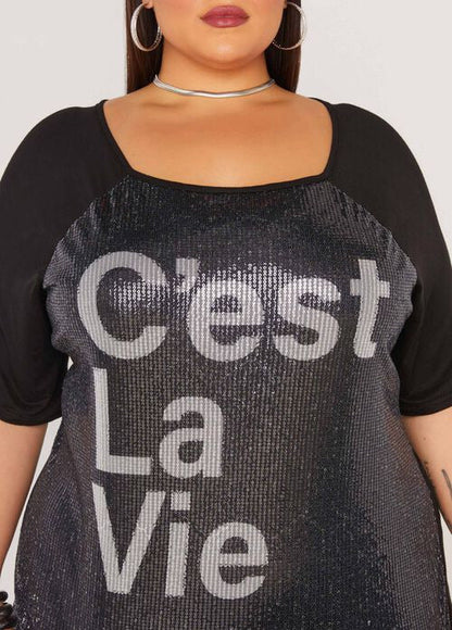 Ashley Stewart C'est La Vie Embellished Tee (x2)