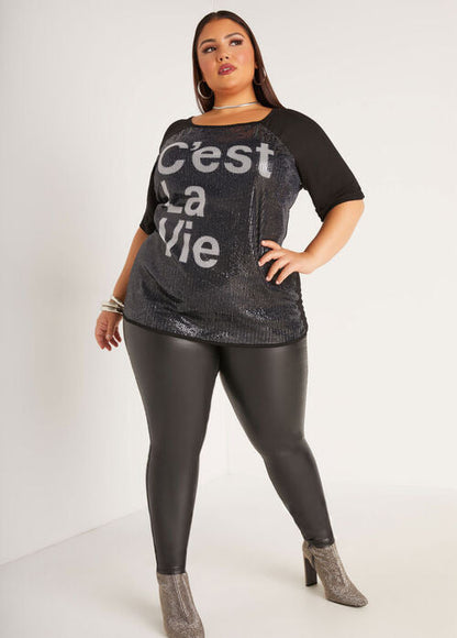 Ashley Stewart C'est La Vie Embellished Tee (x2)