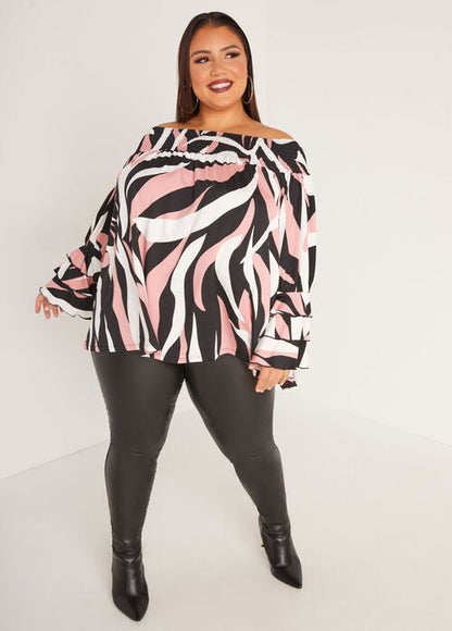 Ashley Stewart Off The Shoulder Abstract Top (x2)