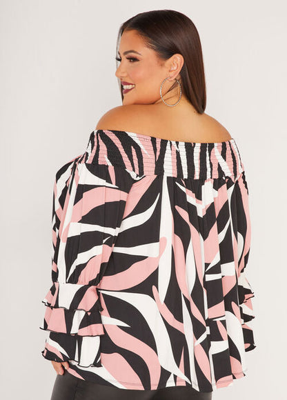 Ashley Stewart Off The Shoulder Abstract Top (x2)