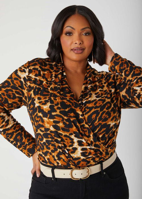 Ashley Stewart Animal Print Faux Wrap Top (x2)