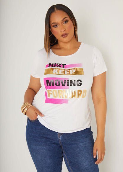 Ashley Stewart Moving Forward Graphic Tee (x3)