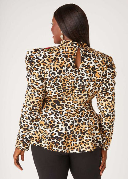 Ashley Stewart Rose Embellished Leopard Print Top