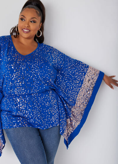 Ashley Stewart Sequined Drama Sleeved Tunic (x2)