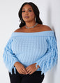 Ashley Stewart Off The Shoulder Fringed Sweater