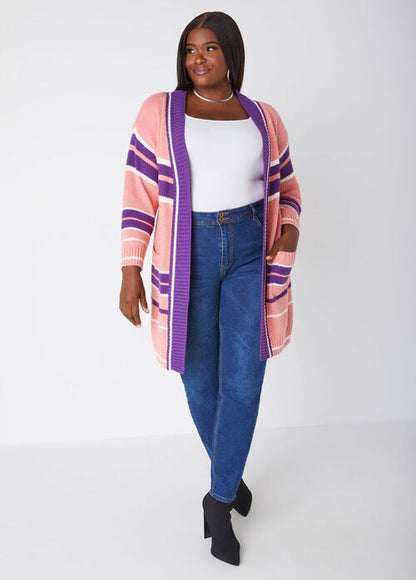 Ashley Stewart Striped Open Front Cardigan (x2)