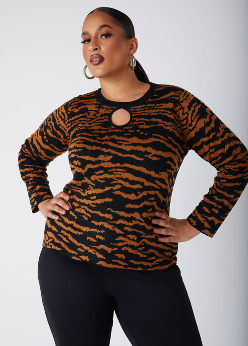 Ashley Stewart Animal Keyhole Sweater (x2)