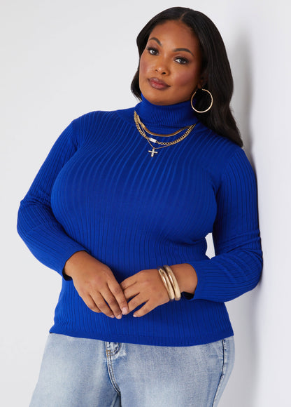 Ashley Stewart Ribbed Turtleneck Pullover Sweater (x2)