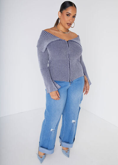 Ashley Stewart Foldover Ribbed Sweater (x2)