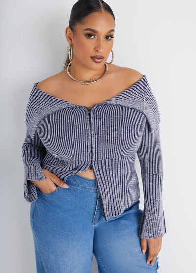 Ashley Stewart Foldover Ribbed Sweater (x2)