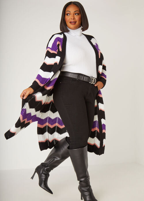 Ashley Stewart Zig Zag Intarsia Cardigan