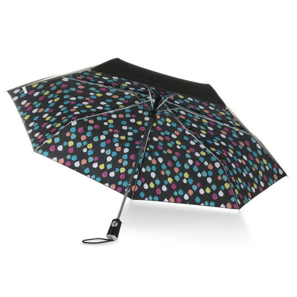 Totes Recycled Under Canopy Print Folding Umbrella with Auto Open/Close Technology