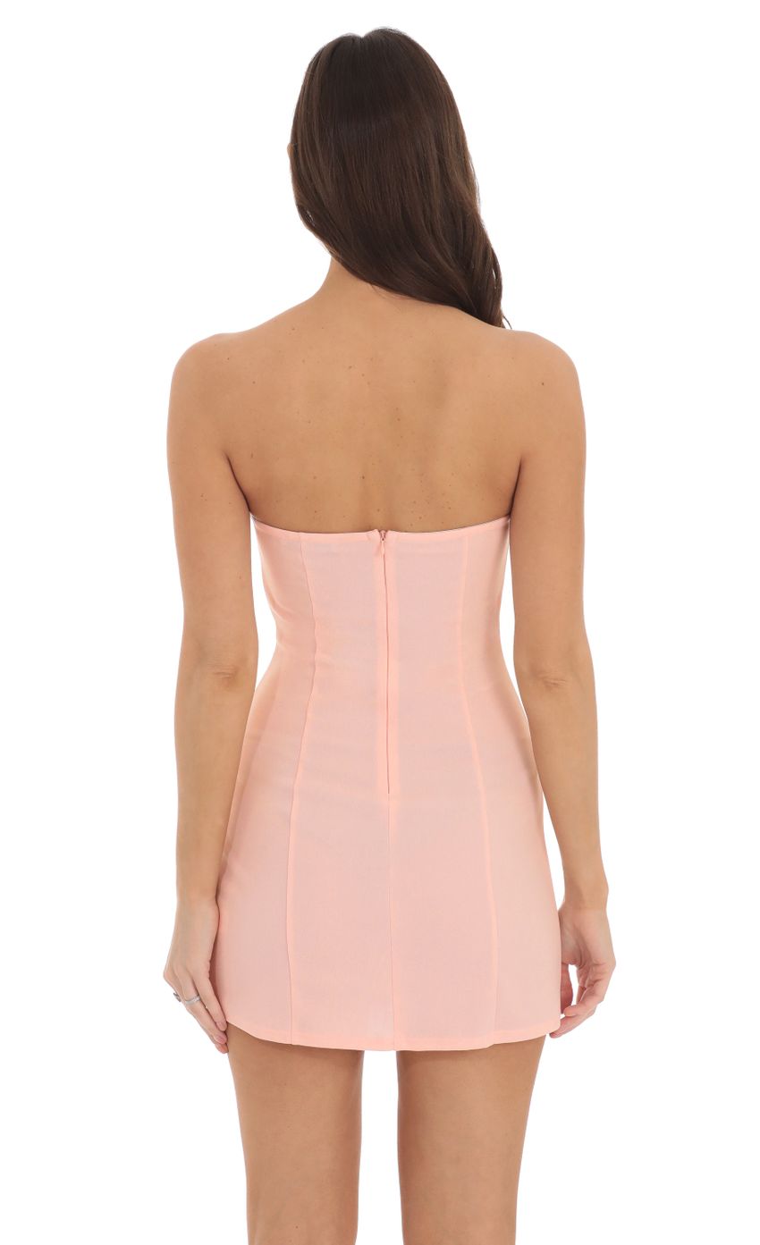 Lucy In The Sky White Trim Strapless Dress in Pink