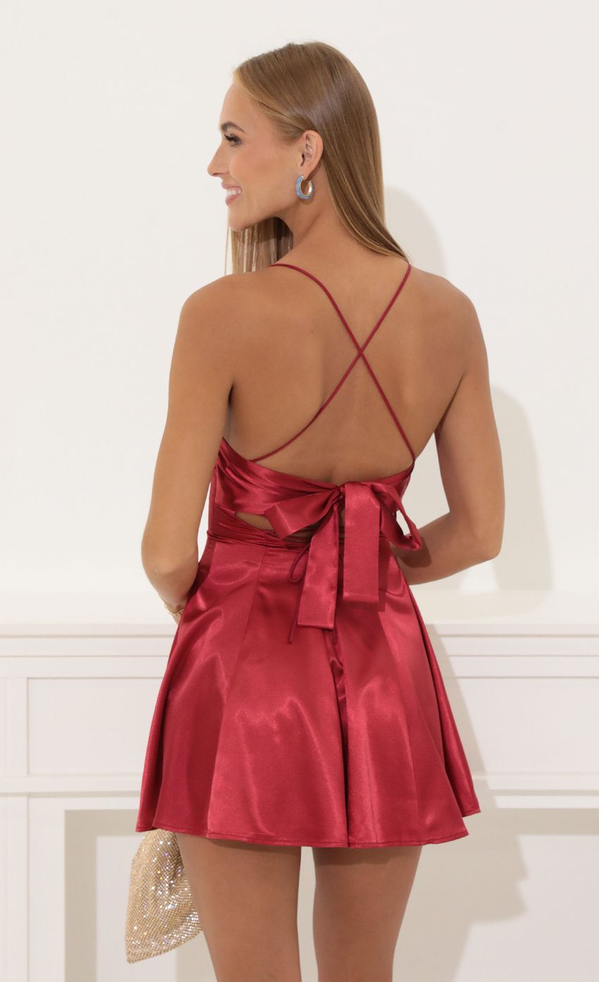Lucy In The Sky Draped A-Line Dress in Red