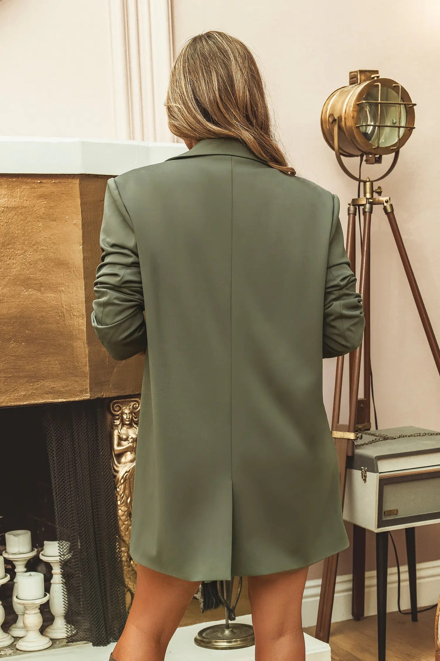 Cupshe x JoJo Olive Green Longline Blazer