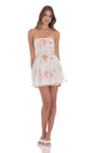 Lucy In The Sky Sequin Floral Strapless Dress in White