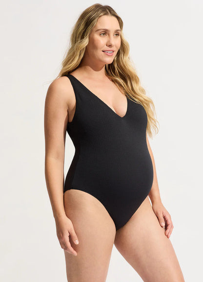 Seafolly Women's Sea Dive Deep V Neck One Piece - Black