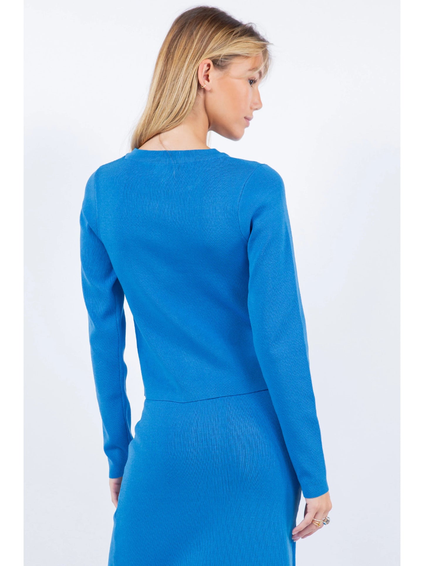 Ruby & Jenna Women's Zip Up Detailed Rib Top With Skirt