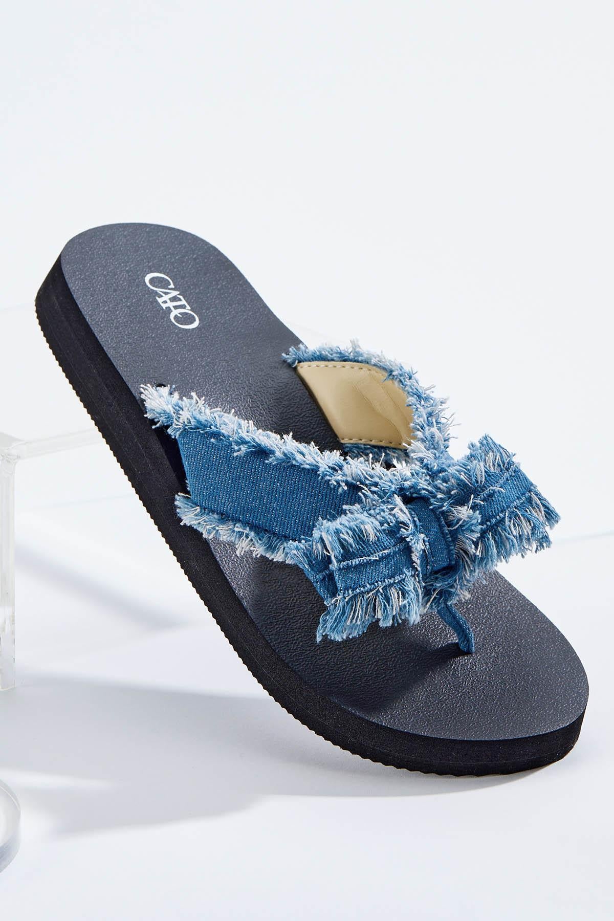 Cato Fashions Women's Frayed Denim Bow Sandals