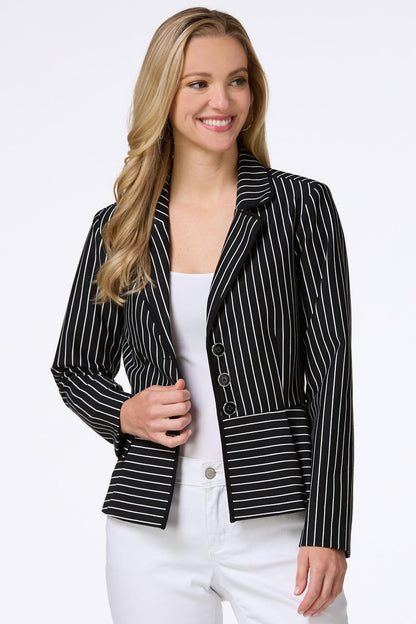 Cato Fashions Women's Stripe Peplum Blazer