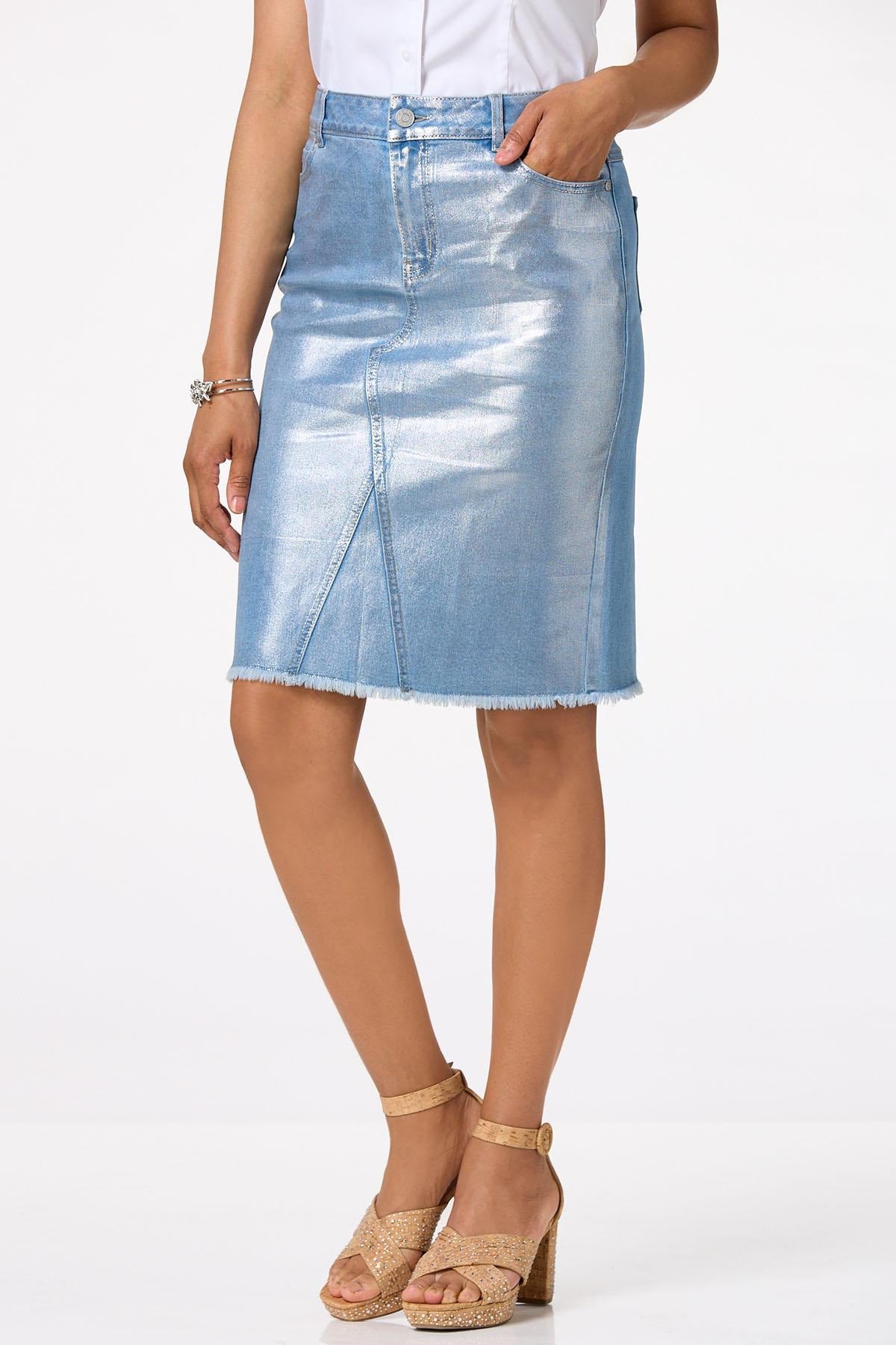 Cato Fashions Women's Foiled Denim Skirt