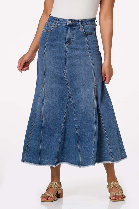 Cato Fashions Women's Fit And Flare Denim Maxi Skirt