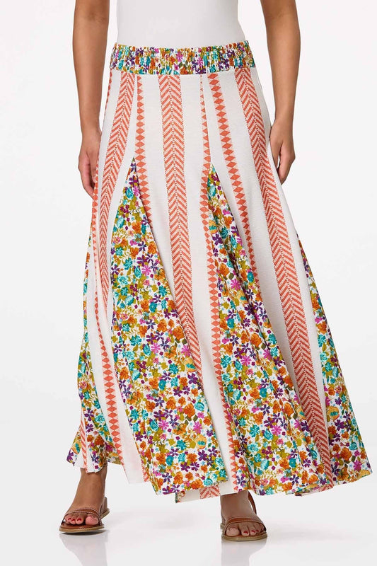 Cato Fashions Women's Floral Panel Maxi Skirt