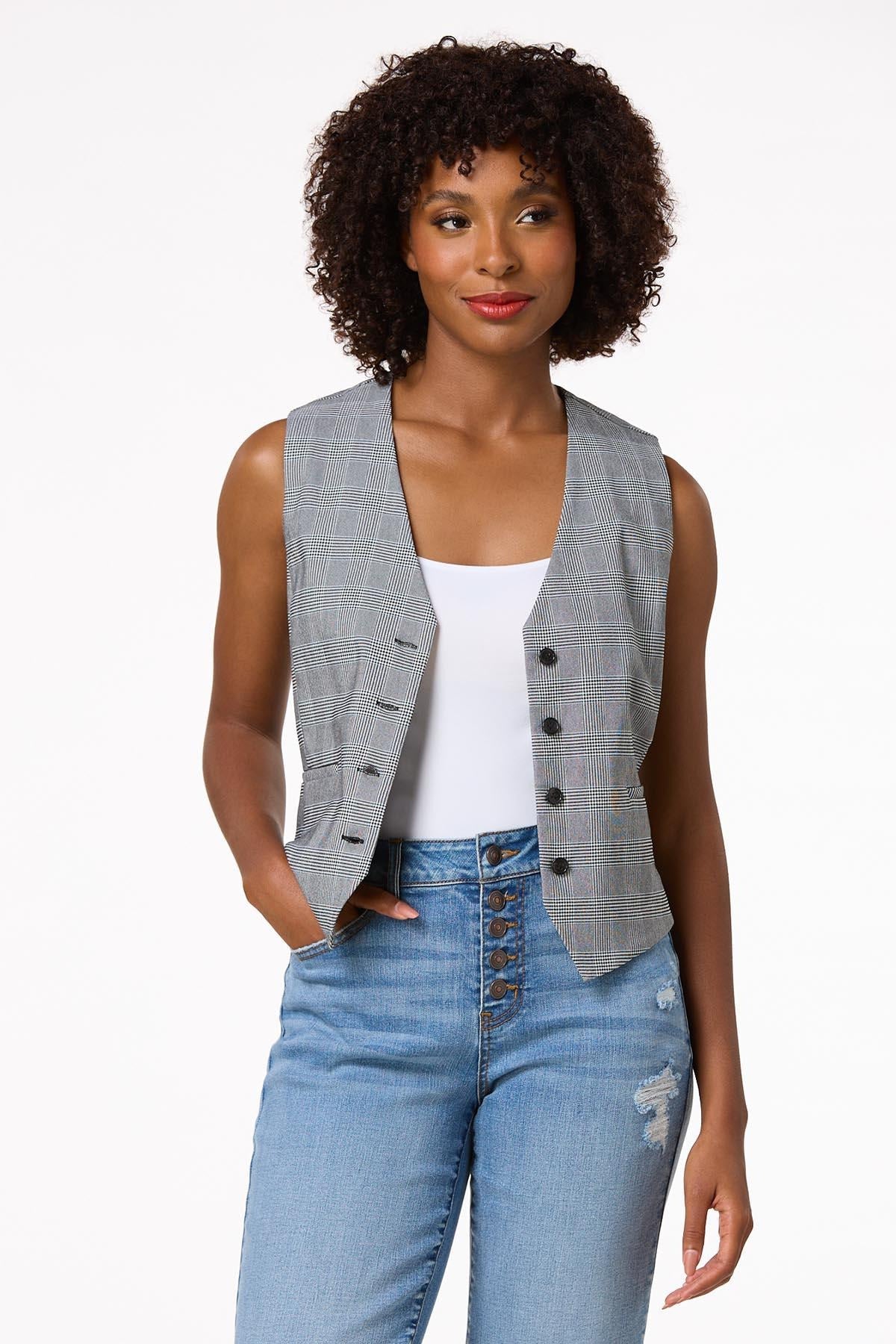 Cato Fashions Women's Houndstooth Vest