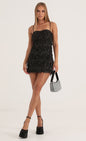Lucy In The Sky Tulle Sequin Fringe Dress in Black
