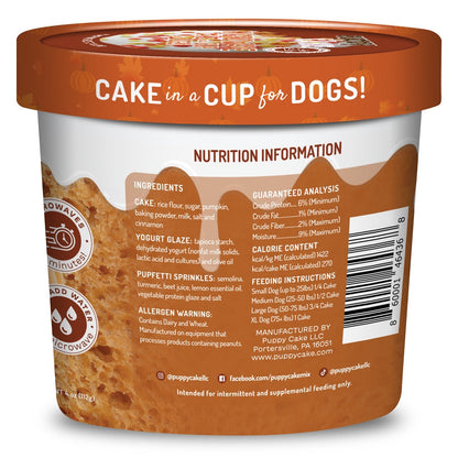 Puppy Cake Cuppy Cake - Microwave Cake in A Cup for Dogs - Pumpkin Spice Flavor with Pupfetti Sprinkles