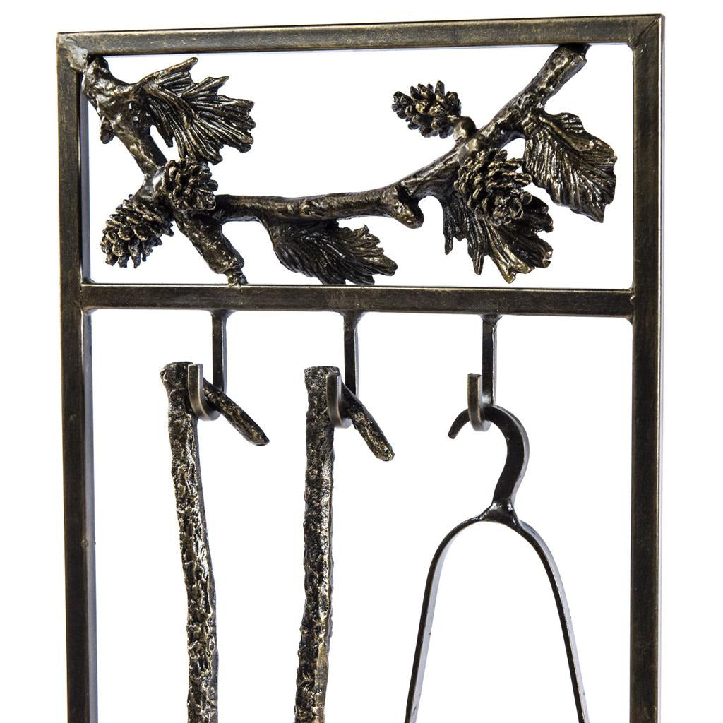 Cracker Barrel Iron Branch and Pinecone Fireplace Tool Set