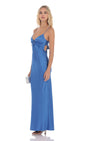 Lucy In The Sky Satin Back Tie Maxi Dress in Royal Blue