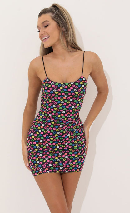 Lucy In The Sky Bodycon Dress in Black Kiss